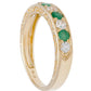 10k Yellow Gold Emerald and White Sapphire Vintage Style Anniversary Wedding Band