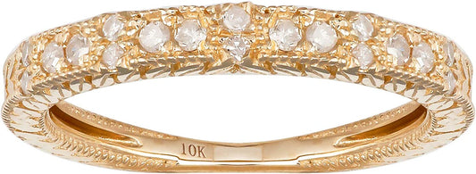 10k Yellow Gold Vintage-Style Engraved Diamond Wedding Band (1/5 cttw, H-I, I1-I2)