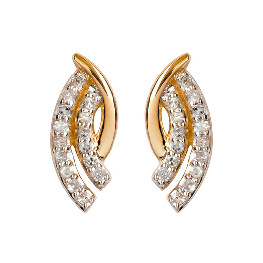 10k Yellow Gold Curved 1/6ct Diamond Bypass Earrings