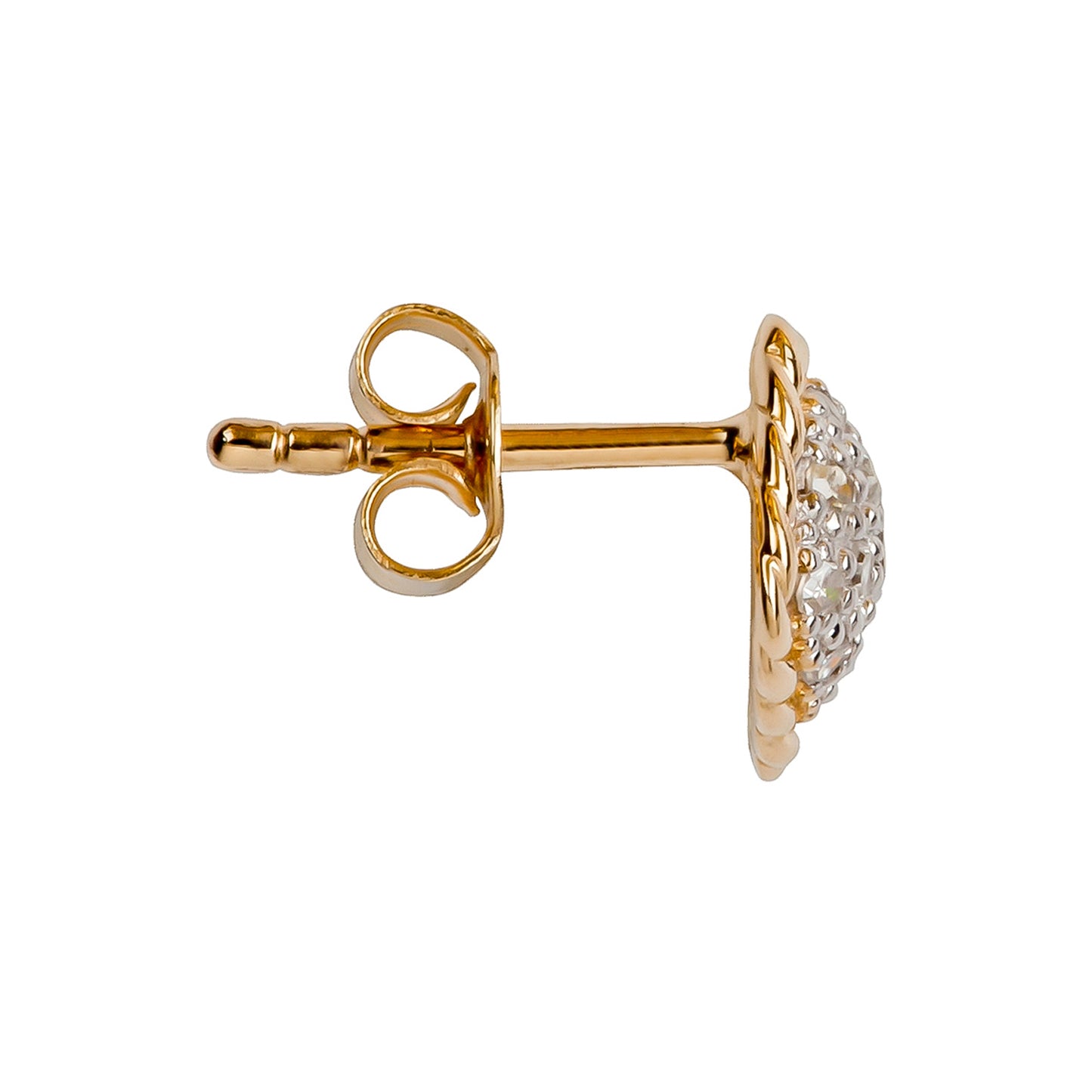 10k Yellow Gold Genuine 1/4ct Diamond Cluster Stud Earrings Rope Gold Trim