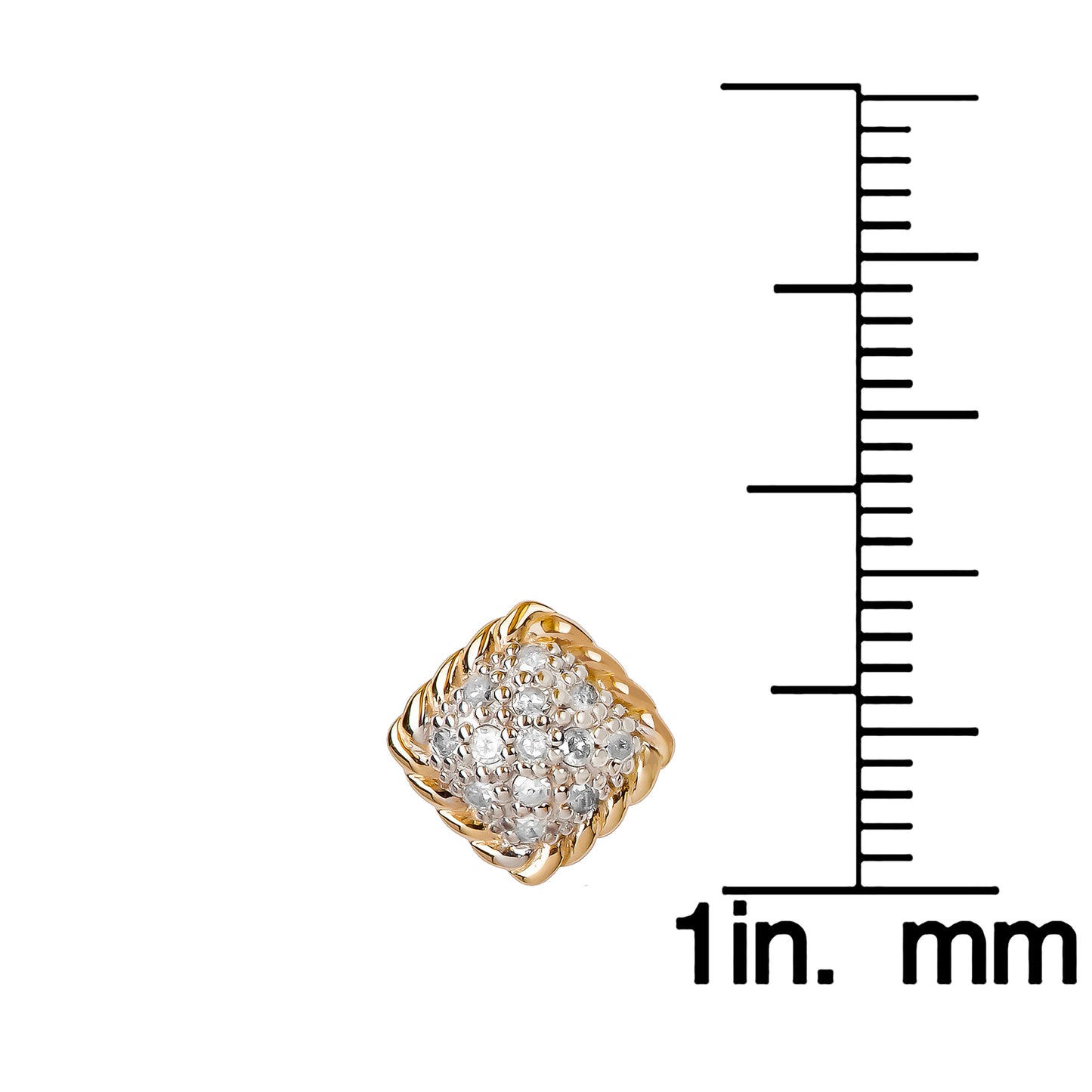 10k Yellow Gold Genuine 1/4ct Diamond Cluster Stud Earrings Rope Gold Trim