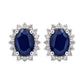 10k White Gold Oval Genuine Sapphire and Diamond Halo Earrings