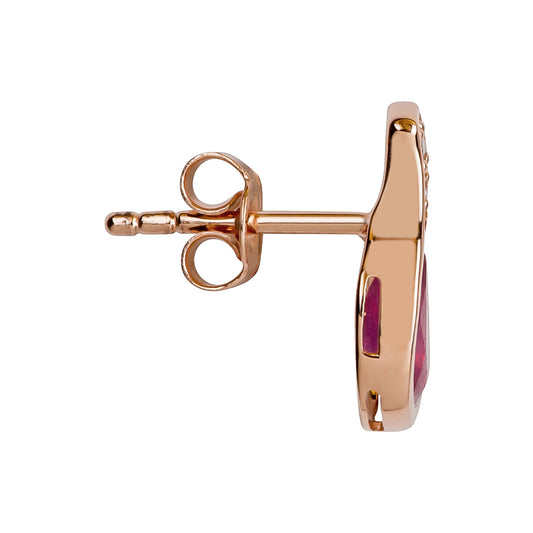 10k Rose Gold Genuine Pear-Shape Ruby and Diamond Earrings