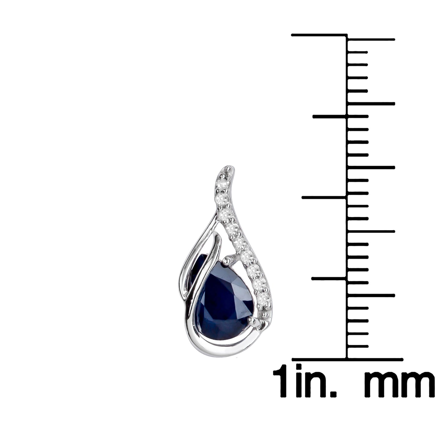10k White Gold Genuine Pear-Shape Sapphire and Diamond Curved Halo Drop Earrings