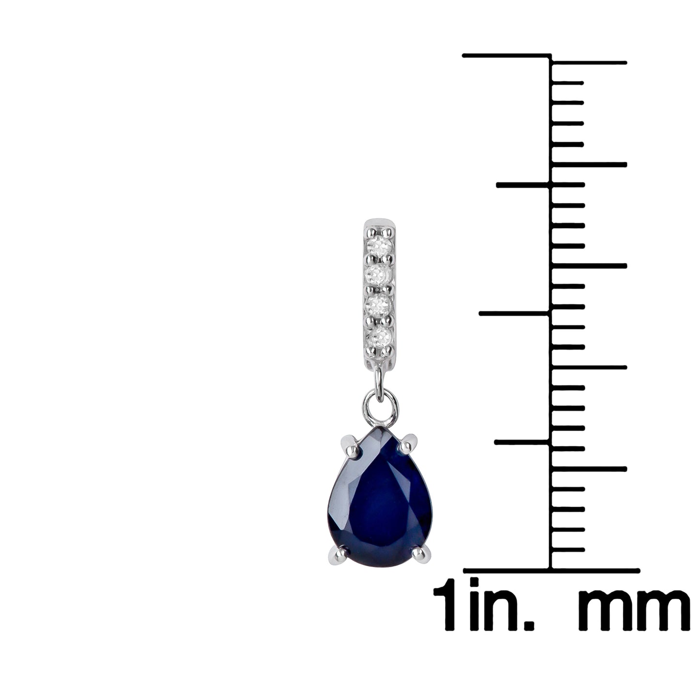 10k White Gold Genuine Pear-Shape Sapphire and Diamond Drop Dangle Earrings