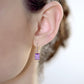 10k Rose Gold Emerald-Cut Amethyst and White Topaz Dangle Earrings