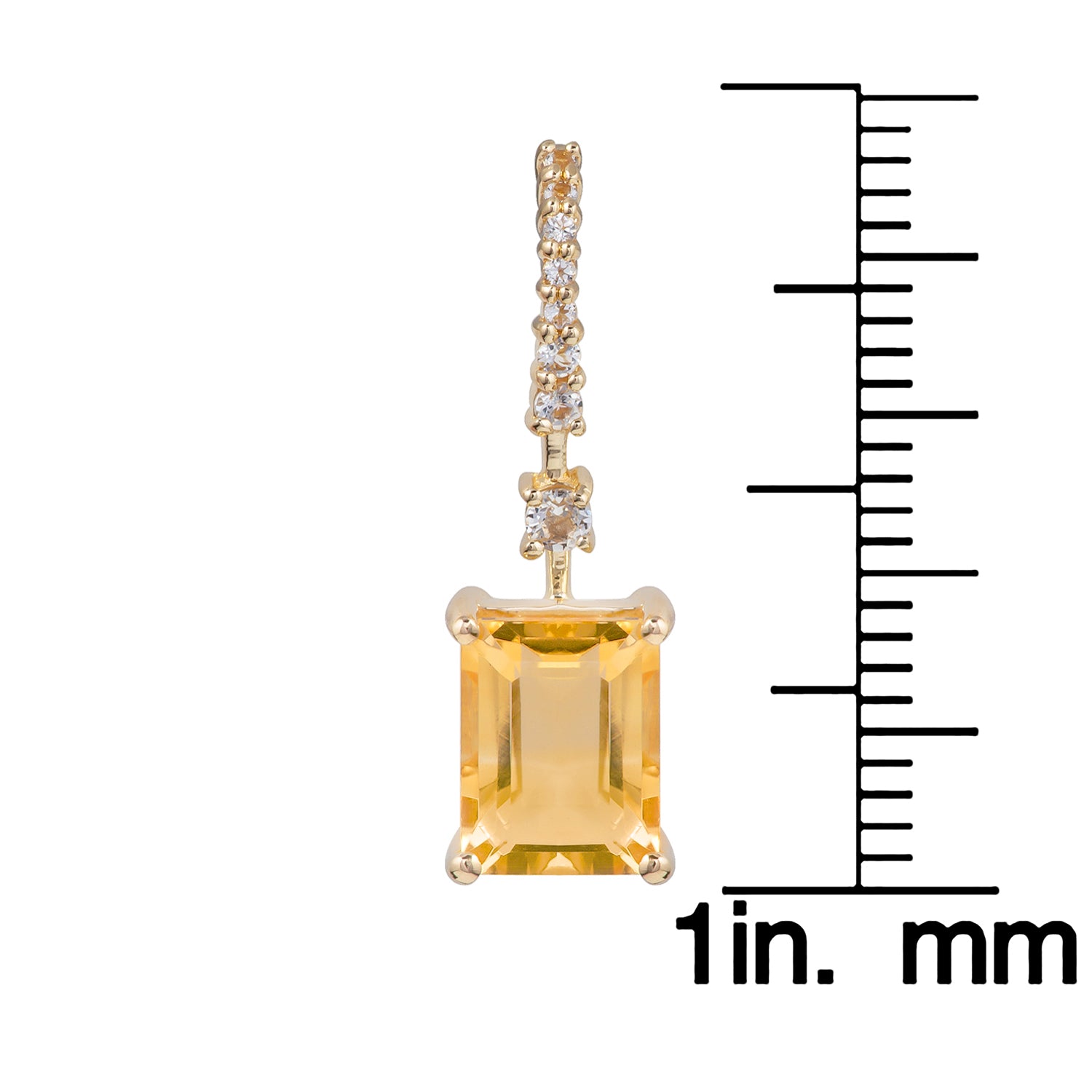 10k Yellow Gold Emerald-Cut Citrine and White Topaz Dangle Earrings
