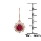 10k Rose Gold Genuine Round Ruby and Diamond Vintage Style Halo Earrings