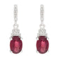 10k White Gold Oval Ruby and Diamond Drop Earrings