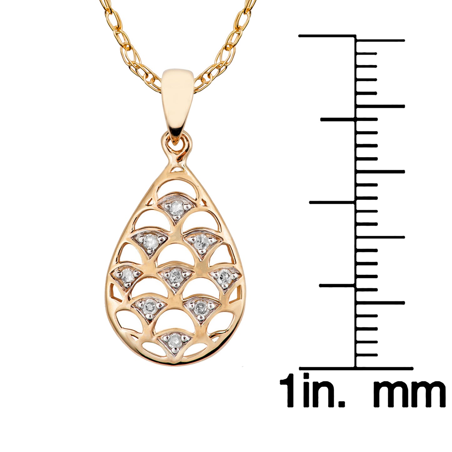10k Yellow Gold Teardrop Diamond Pendant Necklace