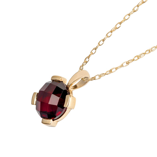 10k Yellow Gold Genuine Round Garnet Pendant Necklace