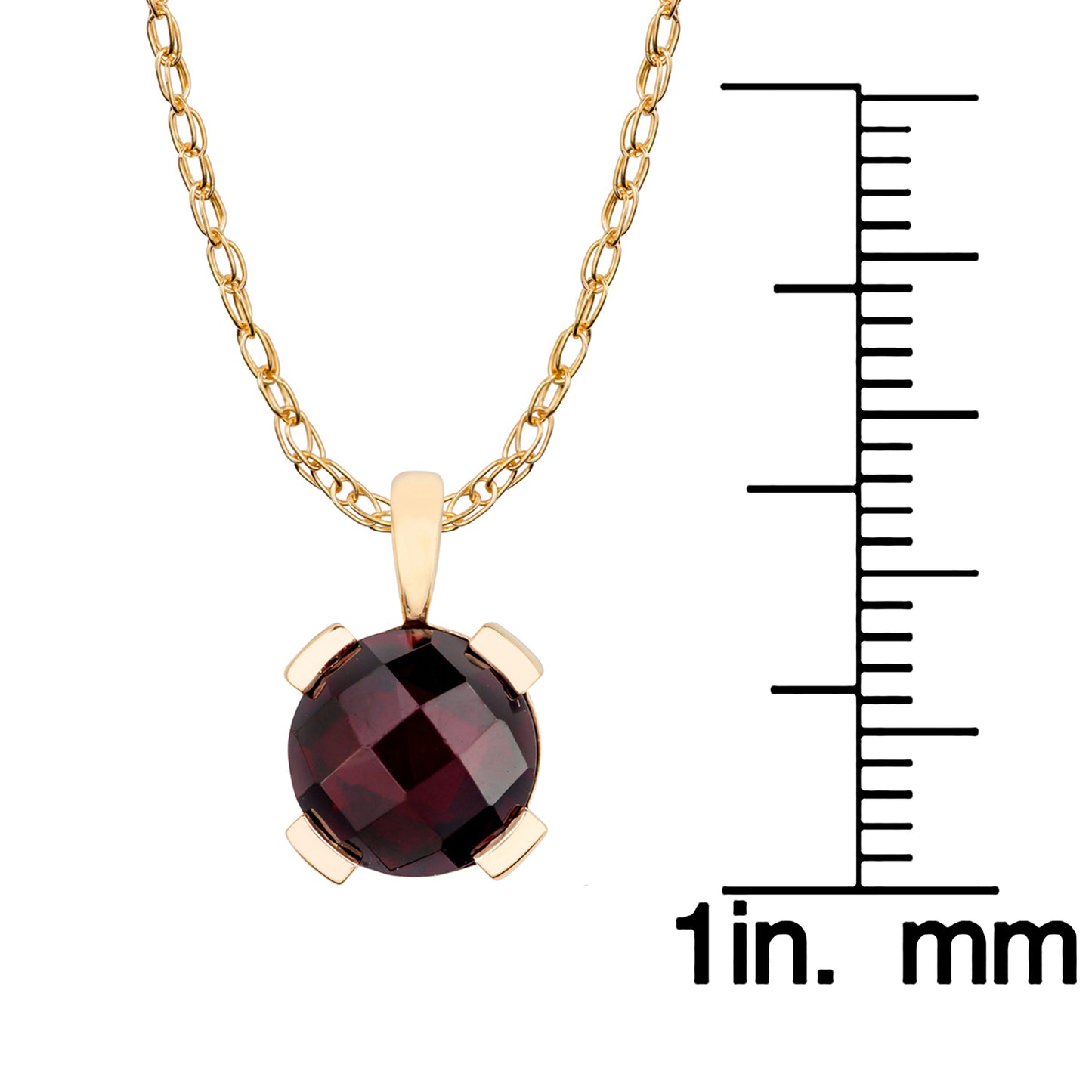 10k Yellow Gold Genuine Round Garnet Pendant Necklace