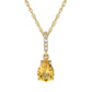 10k Yellow Gold Genuine Pear Shape Citrine and Diamond Drop Pendant Necklace