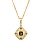 10k Yellow Gold Vintage Style Smoky Quartz and Diamond Pendant Necklace