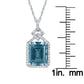 10k White Gold Emerald cut Blue Topaz and Diamond Halo Necklace