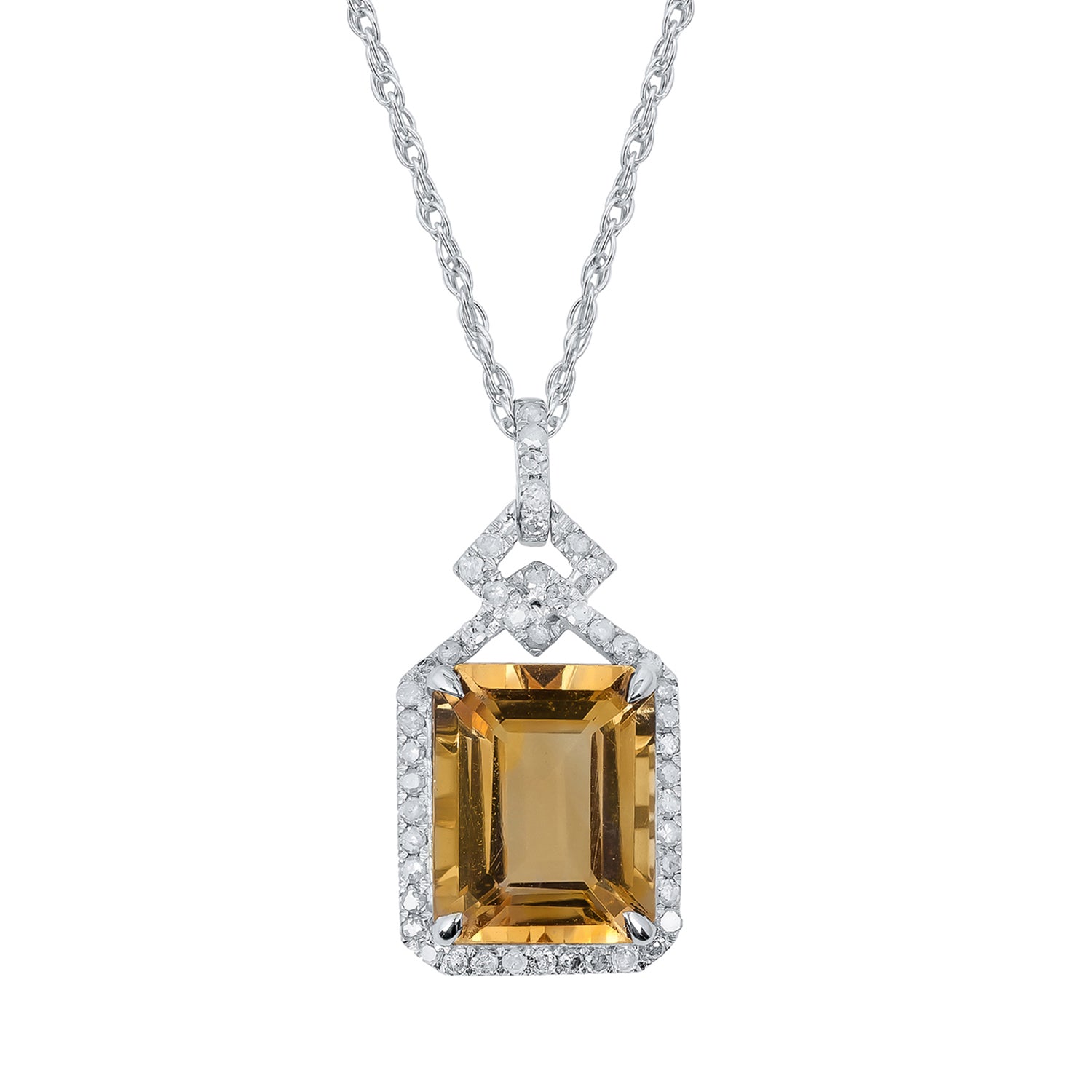 Emerald cut citrine best sale pendant