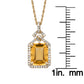 10k Yellow Gold Emerald cut Citrine and Diamond Halo Necklace