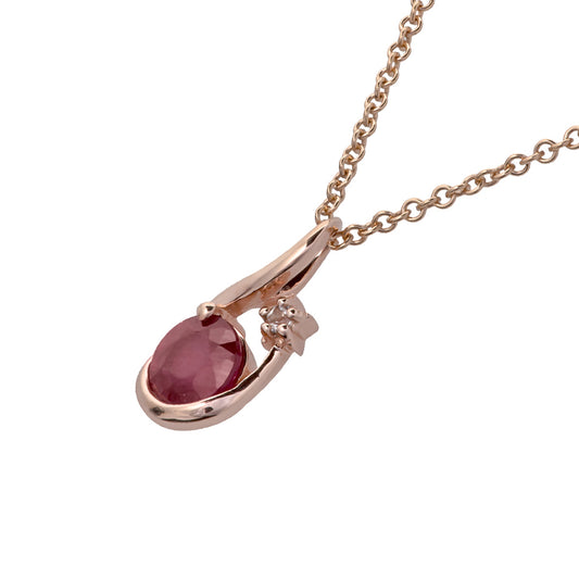 10k Rose Gold Genuine Round Ruby Pendant Necklace