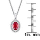 10k White Gold Oval Ruby and Diamond Halo Necklace