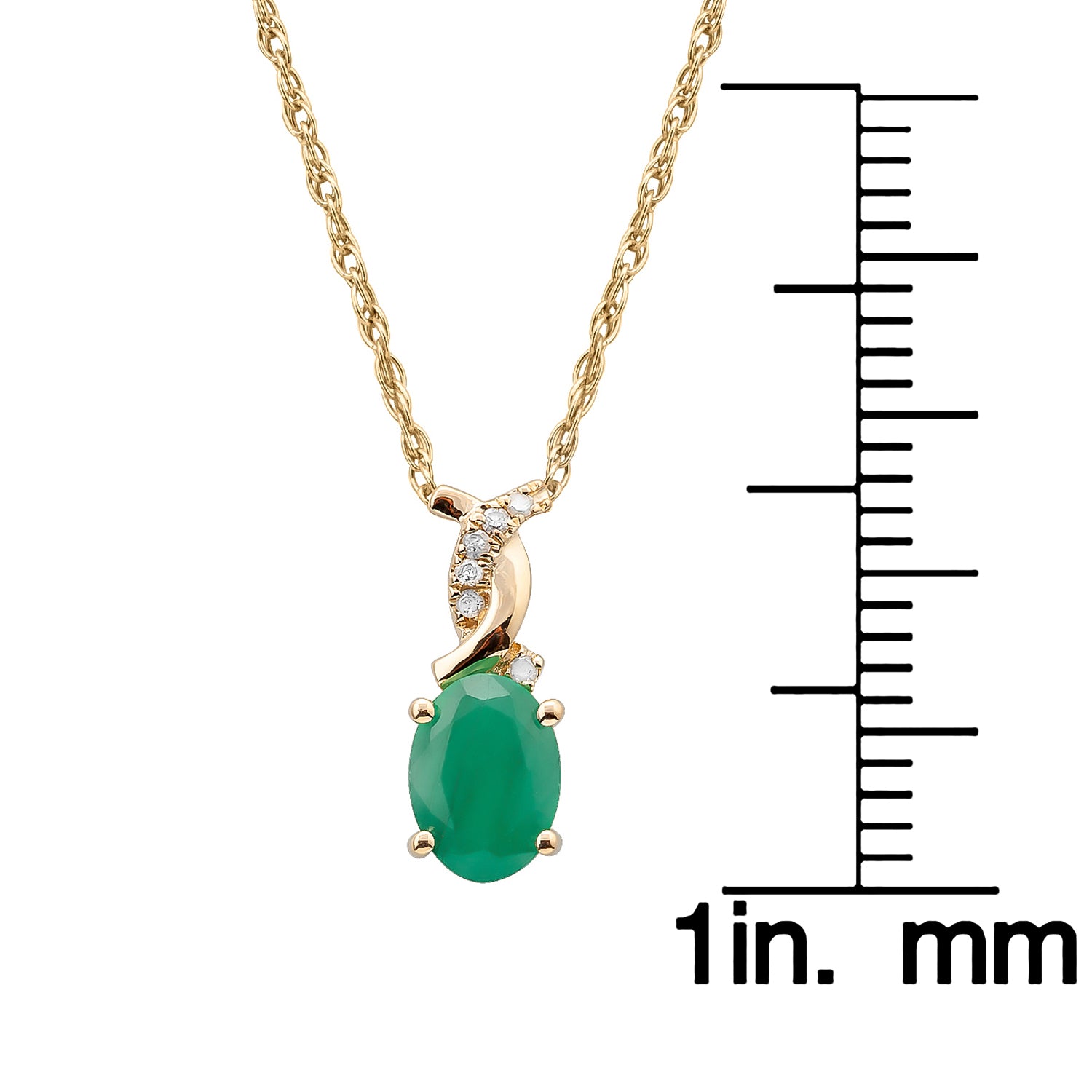 10k Yellow Gold Oval Emerald and Diamond Twist Necklace