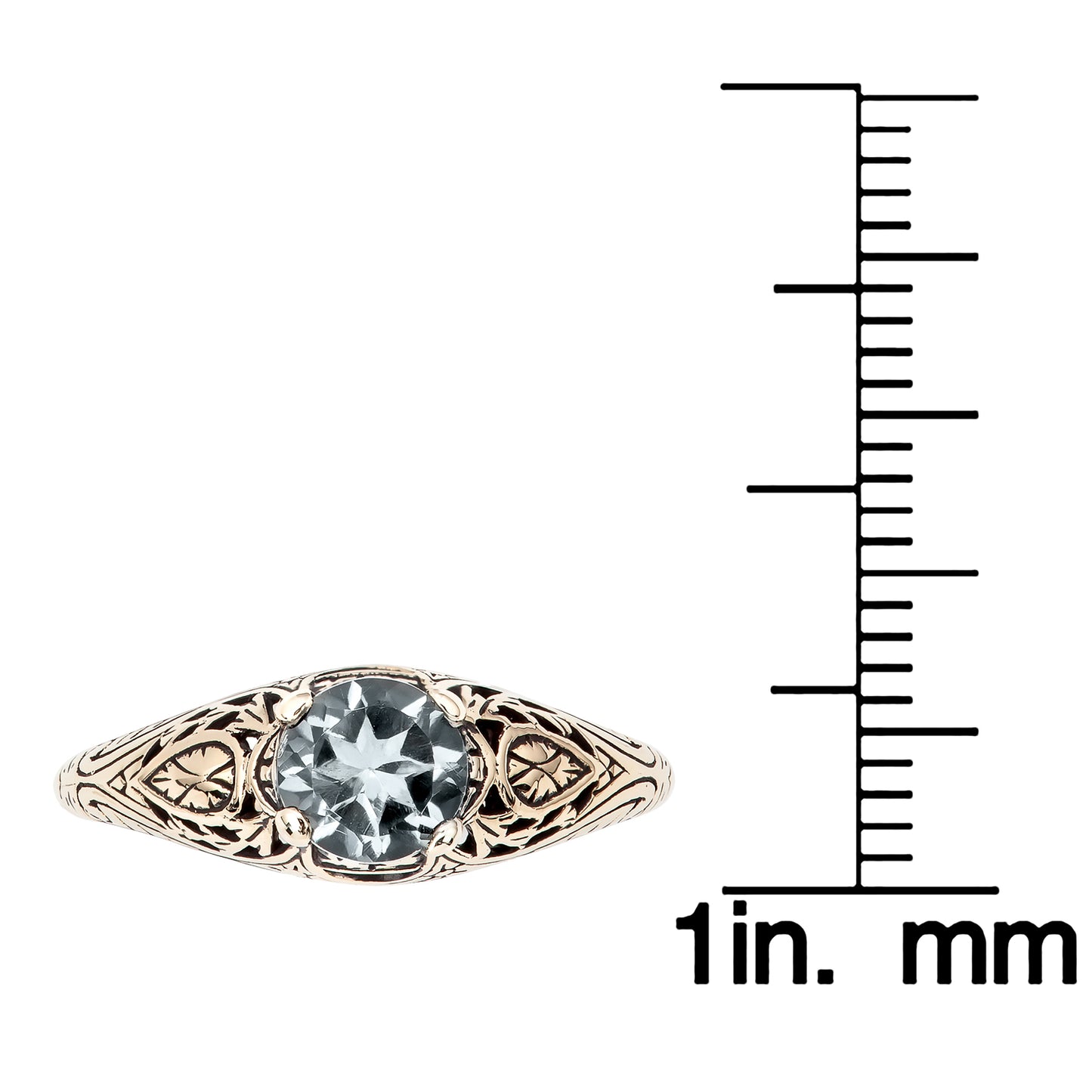 10k Yellow Gold Vintage Style Genuine Round Green Amethyst Scroll Ring