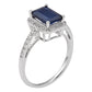 10k White Gold Emerald-Cut Sapphire and Diamond Halo Ring