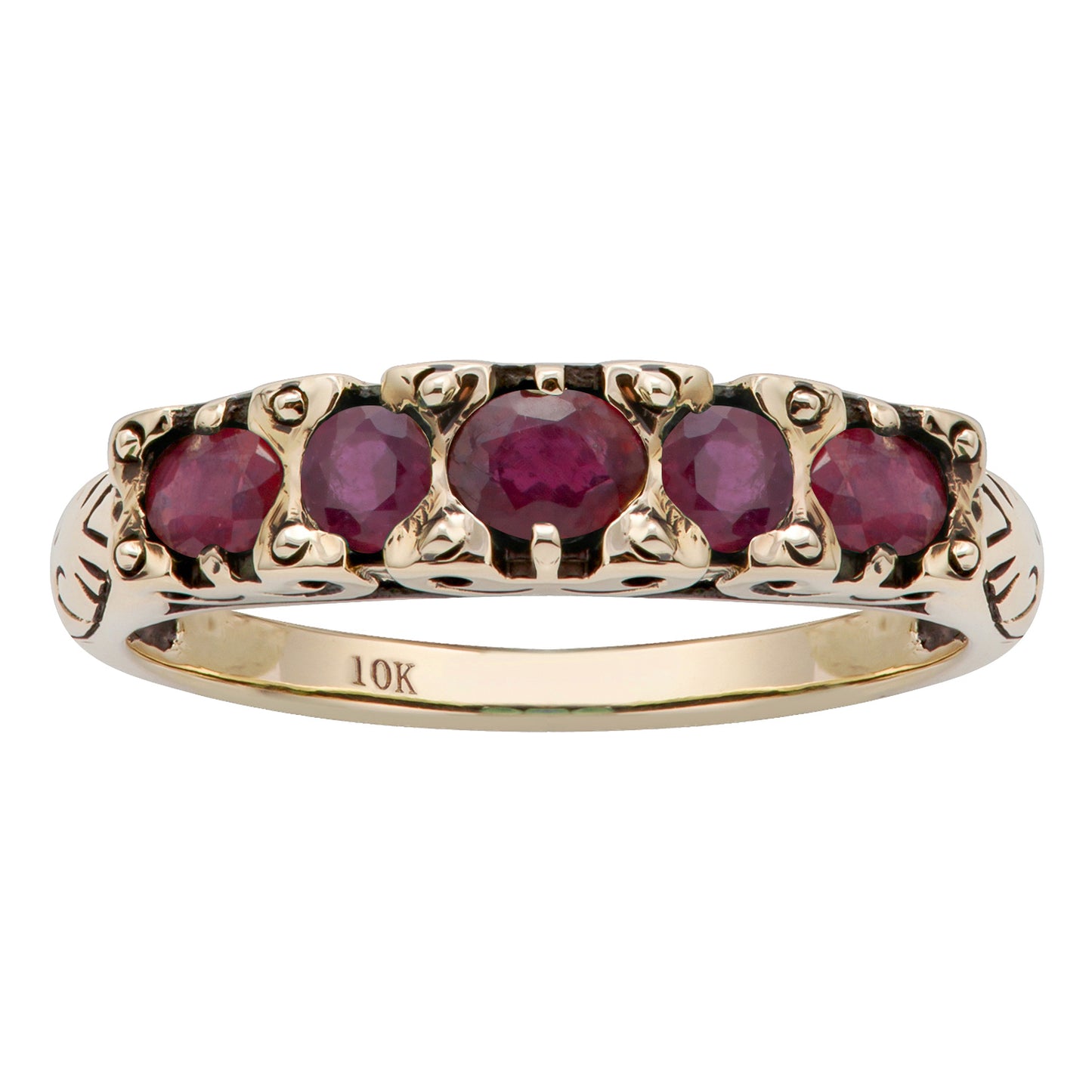 10k Yellow Gold Genuine Ruby Anniversary Ring