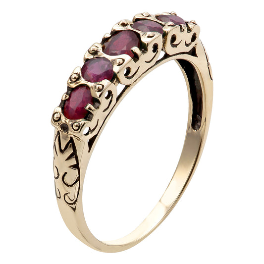 10k Yellow Gold Genuine Ruby Anniversary Ring