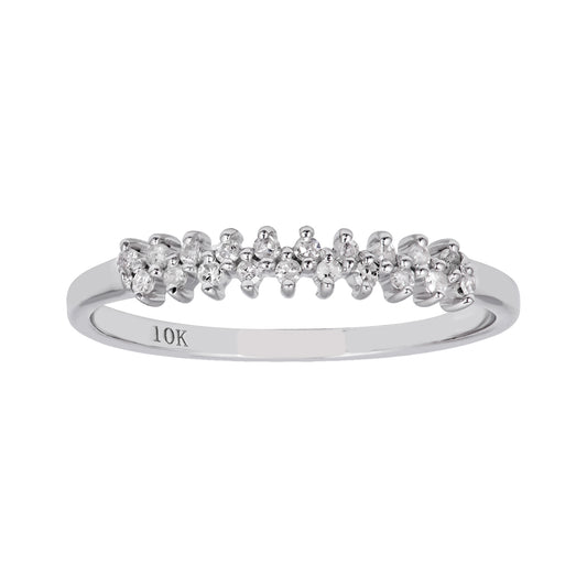 10k White Gold Two-Row 1/5ct Diamond Wedding Anniversary Ring