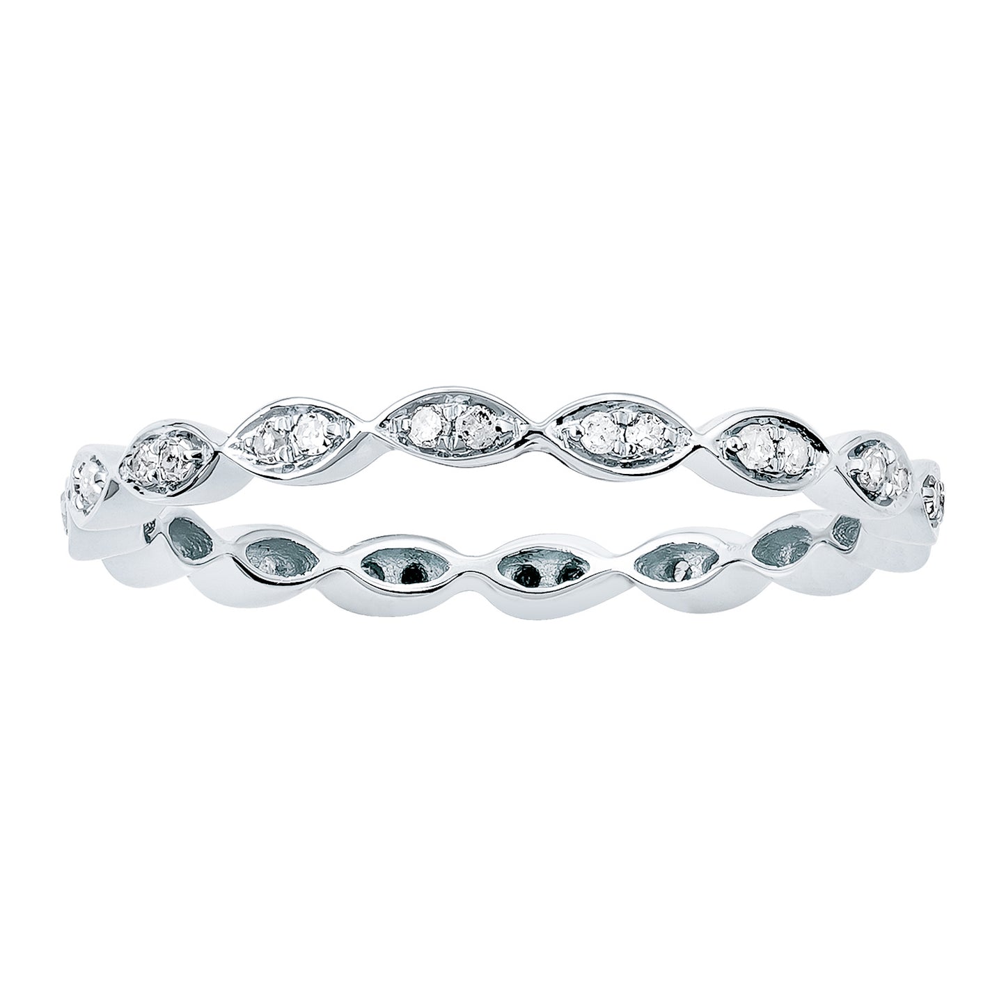 10k White Gold Stackable Eternity Diamond Wedding Band (1/4 cttw, H-I Color, I1-I2 Clarity)