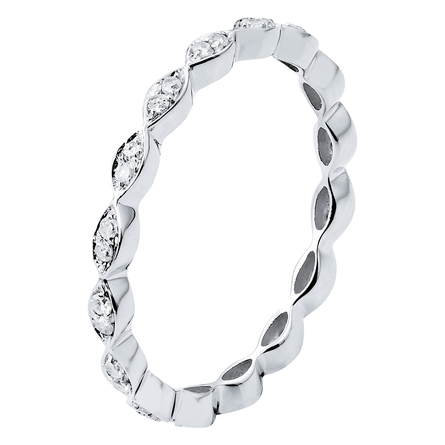 10k White Gold Stackable Eternity Diamond Wedding Band (1/4 cttw, H-I Color, I1-I2 Clarity)