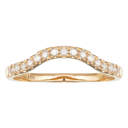 10k Yellow Gold Curved Diamond Wedding Band (1/5 cttw, H-I Color, I1-I2 Clarity)