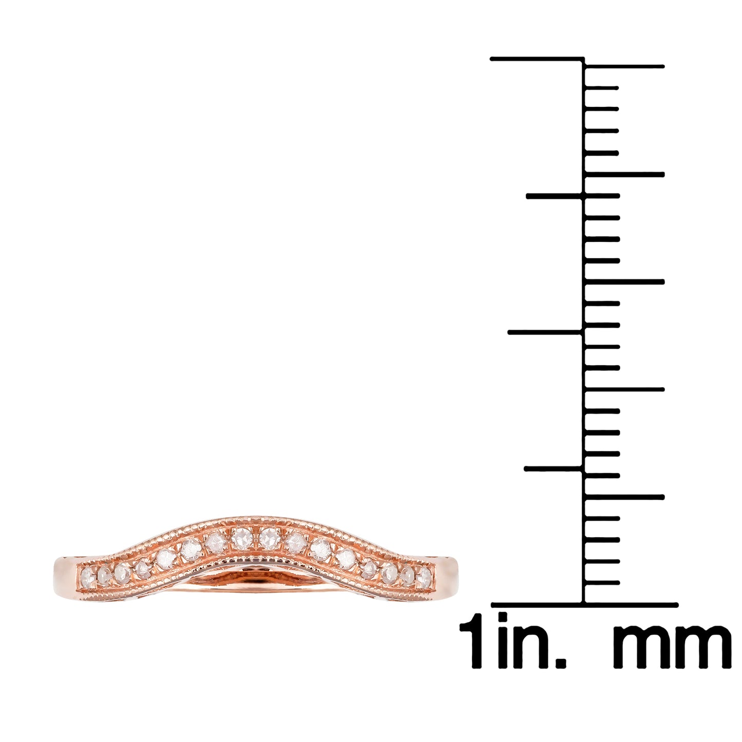 10k Rose Gold Curved Vintage Style Diamond Band (1/10 cttw, H-I Color, I1-I2 Clarity)