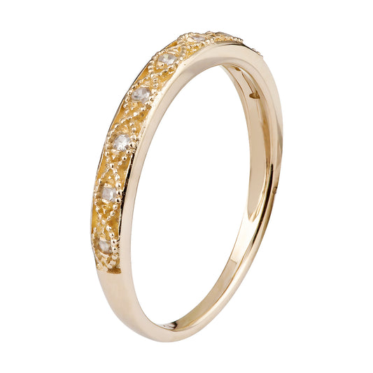 10k Yellow Gold Vintage Style Diamond Wedding Band (1/10 cttw, H-I Color, I1-I2 Clarity)