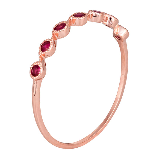 10k Rose Gold Genuine Round Ruby Stackable Band