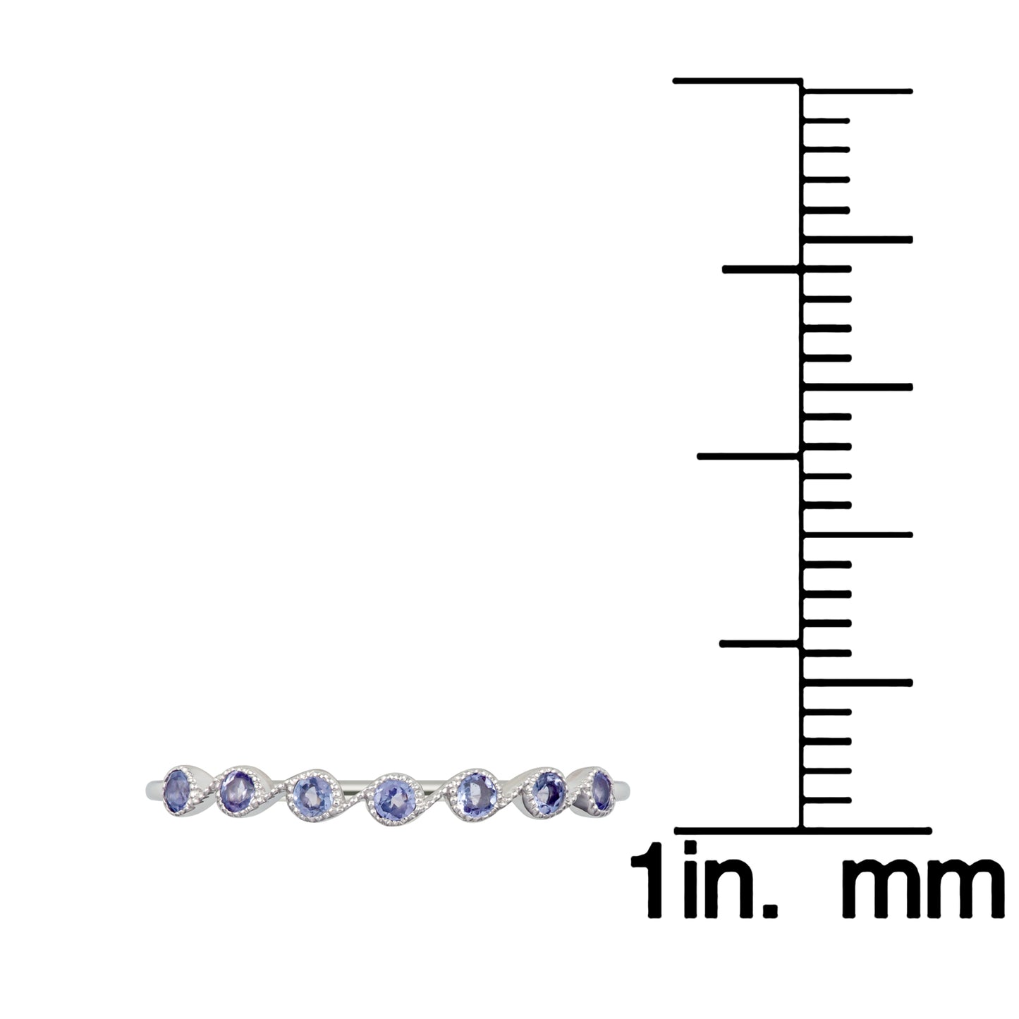 10k White Gold Genuine Round Tanzanite Stackable Band