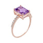 10k Rose Gold Emerald-Cut Amethyst and White Topaz Ring