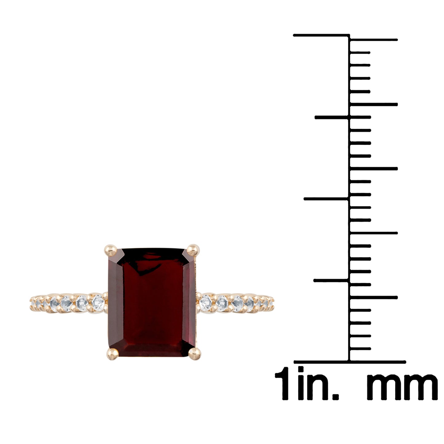 10k Yellow Gold Emerald-Cut Garnet and White Topaz Ring