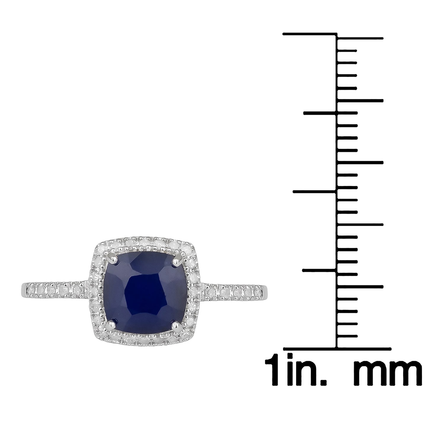 10k White Gold Genuine Cushion-cut 1.80ct Sapphire and Diamond Halo Ring