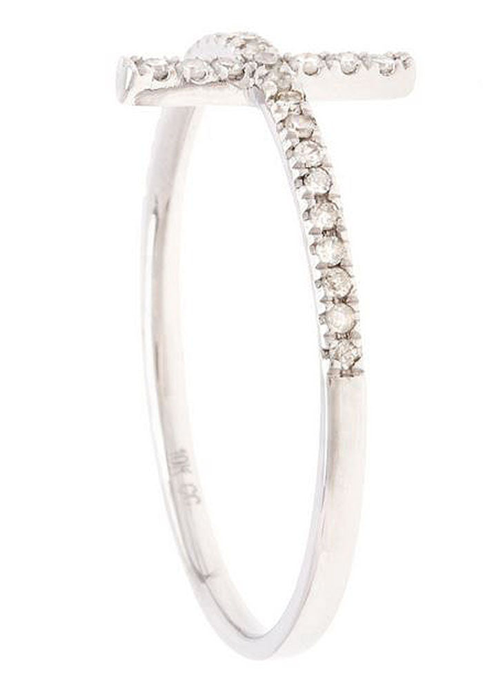 10k White Gold Diamond Cross Anniversary Ring (1/7 cttw, H-I Color, I1-I2 Clarity)