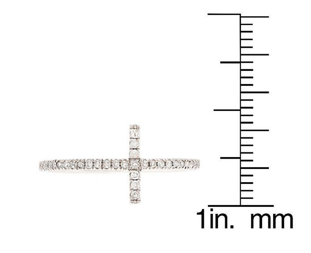 10k White Gold Diamond Cross Anniversary Ring (1/7 cttw, H-I Color, I1-I2 Clarity)