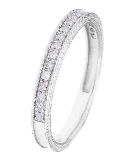 10k White Gold Vintage Style Diamond Wedding Anniversary Band (1/7 cttw, H-I Color, I1-I2 Clarity)