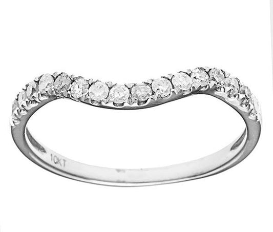 10k White Gold Curved Diamond Wedding Band (1/5 cttw, H-I Color, I1-I2 Clarity)