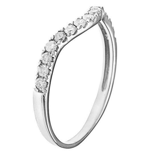 10k White Gold Curved Diamond Wedding Band (1/5 cttw, H-I Color, I1-I2 Clarity)