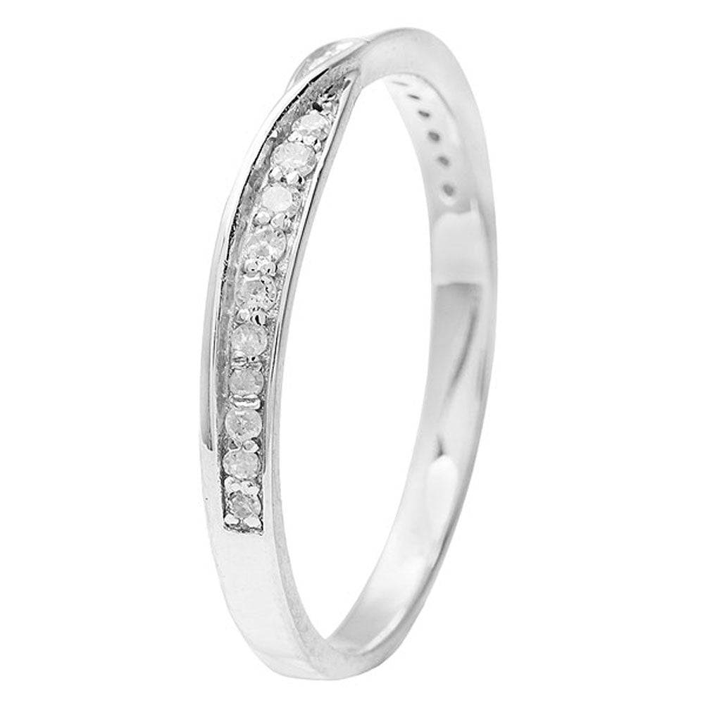 10k White Gold Bypass Diamond Wedding Anniversay Band (1/6 cttw, H-I Color, I1-I2 Clarity)