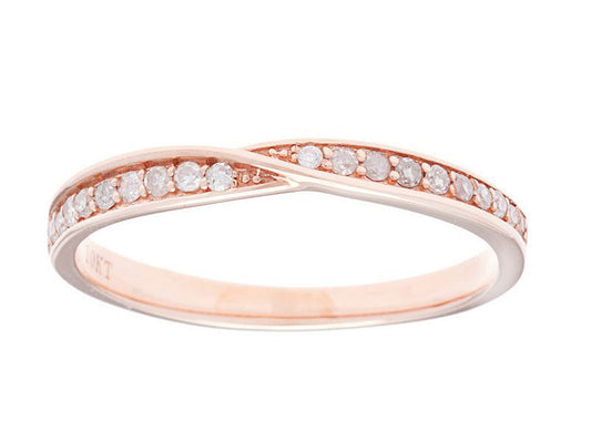 10k Rose Gold Bypass Diamond Wedding Anniversay Band (1/6 cttw, H-I Color, I1-I2 Clarity)