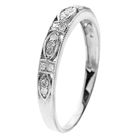 10k White Gold Vintage Style Diamond Anniversary Ring (1/6 cttw, H-I Color, I1-I2 Clarity)