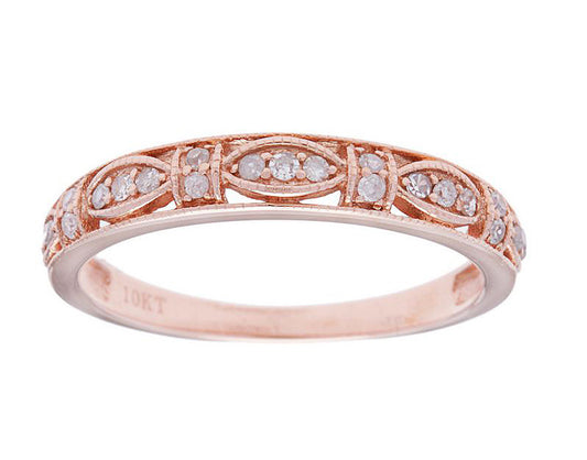 10k Rose Gold Vintage Style Diamond Anniversary Ring (1/6 cttw, H-I Color, I1-I2 Clarity)