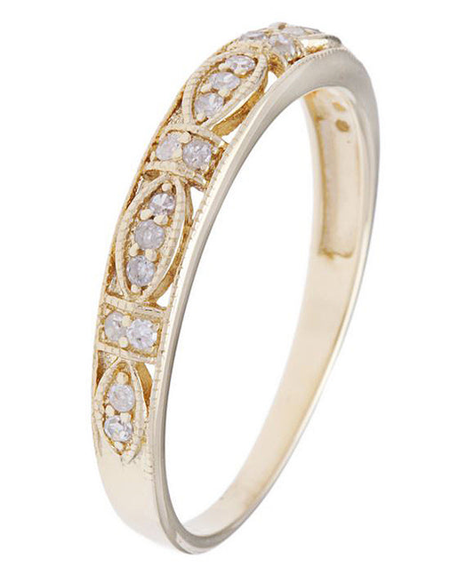 10k Yellow Gold Vintage Style Diamond Anniversary Ring (1/6 cttw, H-I Color, I1-I2 Clarity)