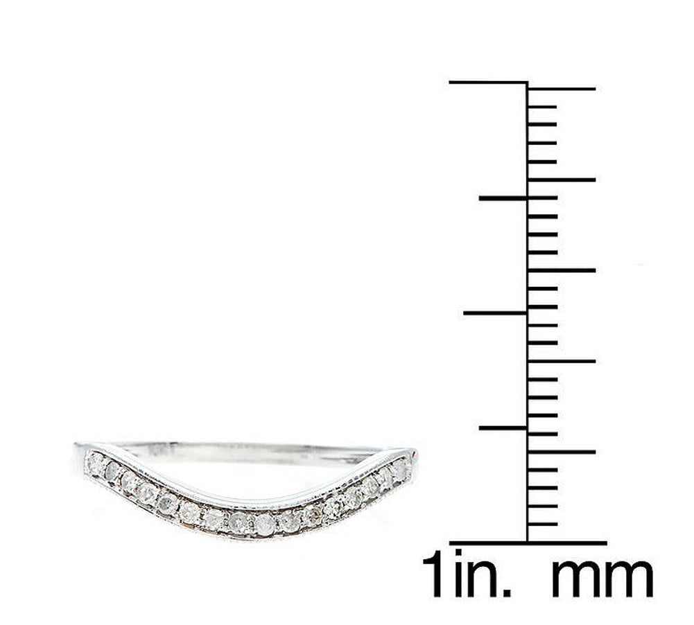 10k White Gold Curved Diamond Wedding Band Guard (1/8 cttw, H-I Color, I1-I2 Clarity)